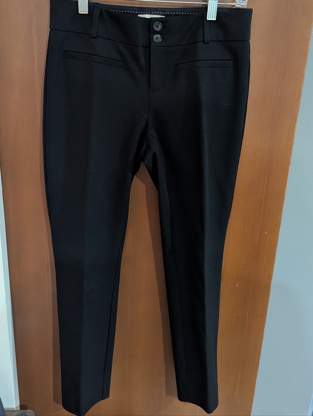By Anthropologie Pants Essential Slim Black Trousers Sz US 2 Mid Rise Ankle *EUC